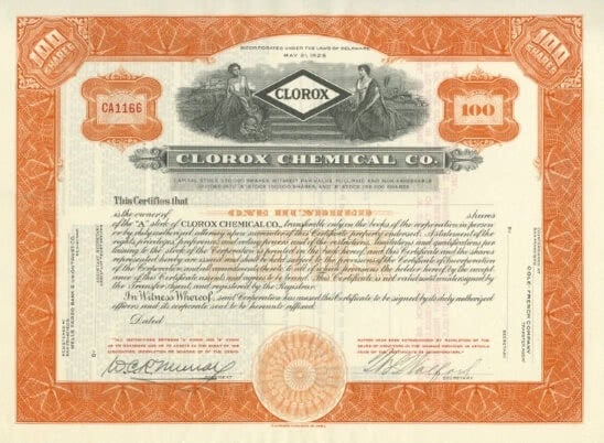 Certificado de cambio de nombre de Clorox