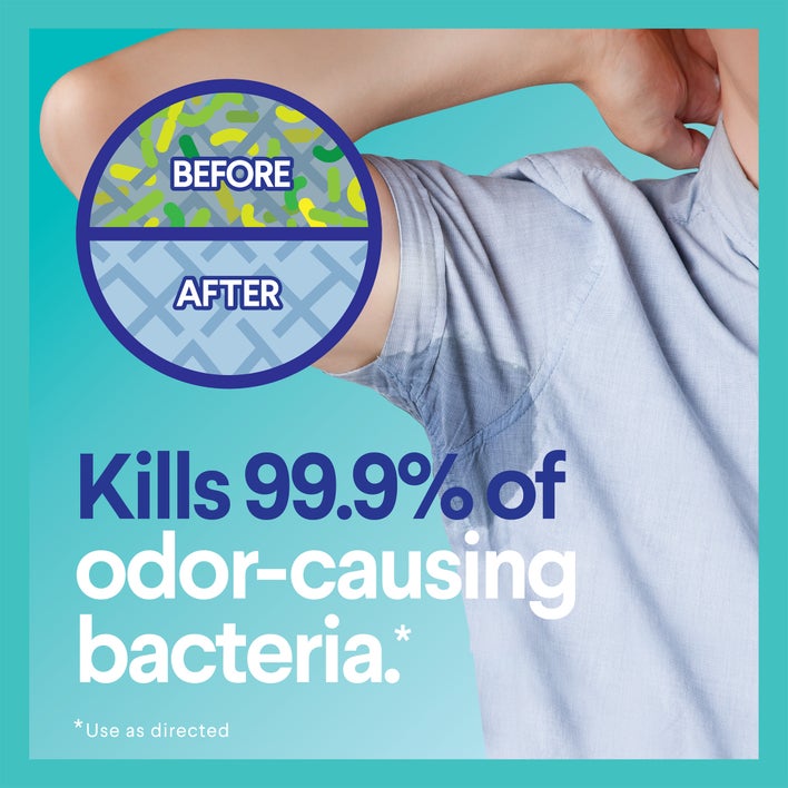 kills 99.9% of odor-causing bacteria