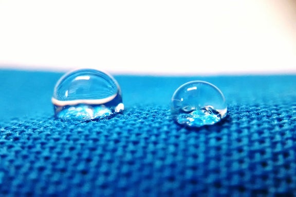 water droplets on fabric