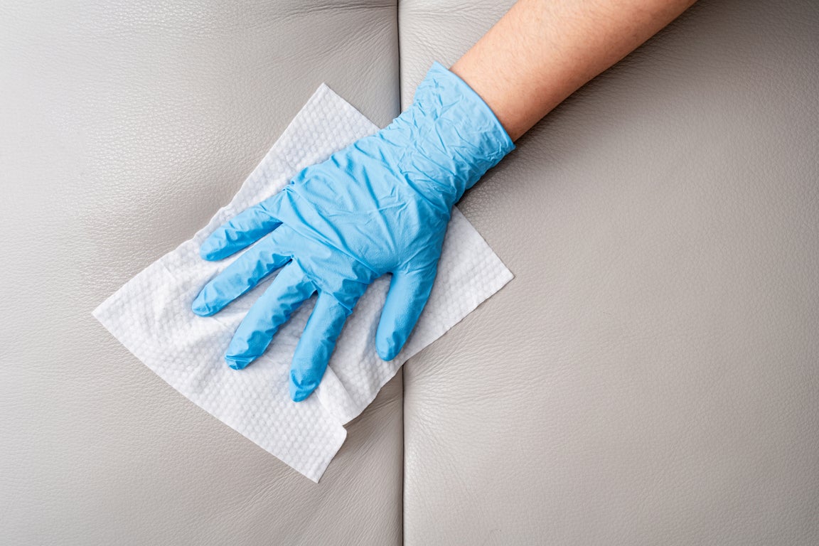 wiping surface with wipes